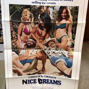 1981 “Nice Dreams” Cheech & Chong ORIGINAL MOVIE POSTER 27” X 41” One Sheet